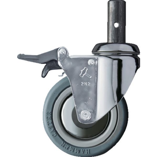 915MKRB100 差込み旋回式ゴム車輪(ナイロンホイール・ボールベアリング)100mm トータルロック