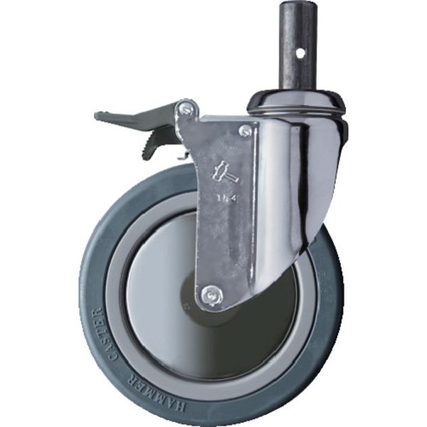 915MKRB150 差込み旋回式ゴム車輪(ナイロンホイール・ボールベアリング)150mm トータルロック