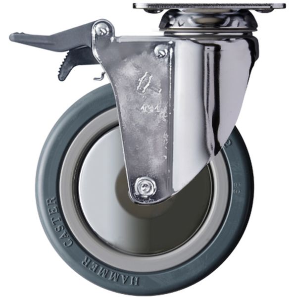 プレート式キャスター “920M シリーズ”(ナイロンホイールゴム車) 自在ダブルストッパー付 車輪径125mm