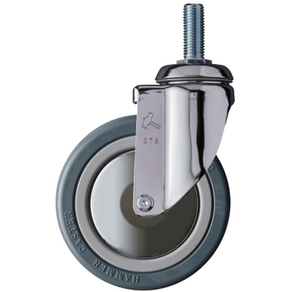 920MARB125 814-3399 ねじ込み旋回式ゴム車輪(ナイロンホイール・ボールベアリング)125mm