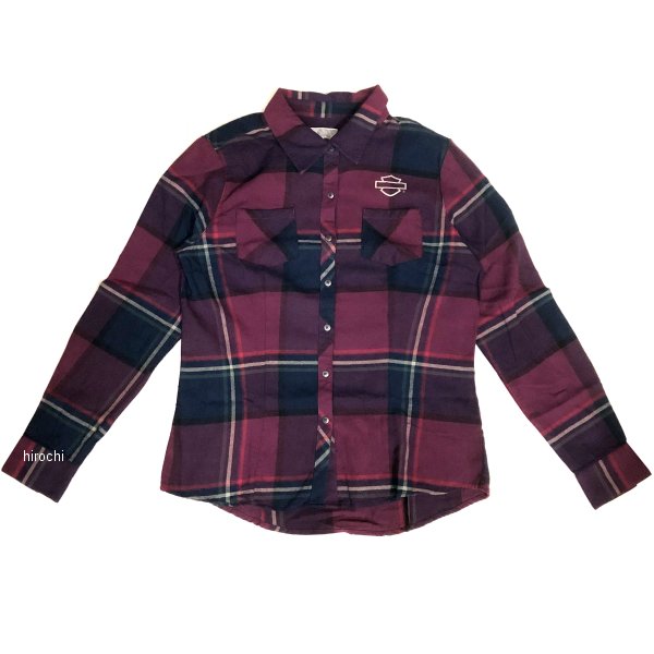 ハーレー純正 新品 長袖チェックシャツ フランネル 紫/ネイビー レディース Mサイズ
