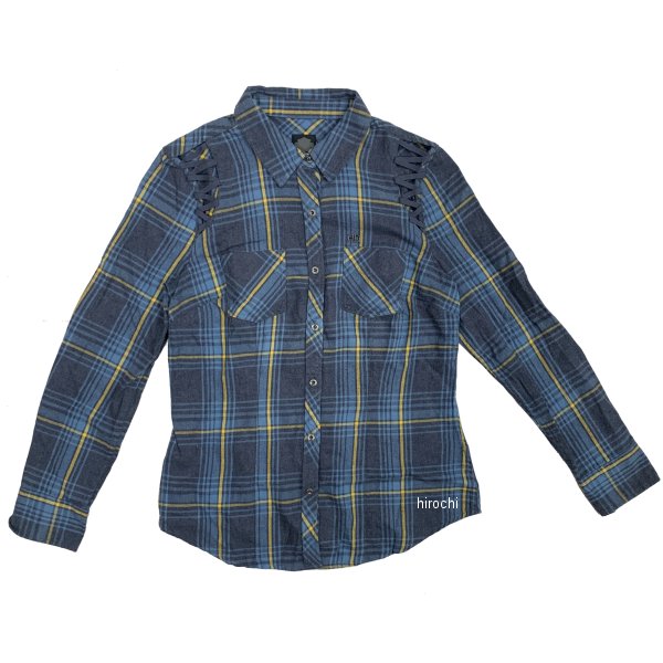 ハーレー純正 新品 長袖 シャツ レースショルダー チェック ネイビー レディース Lサイズ