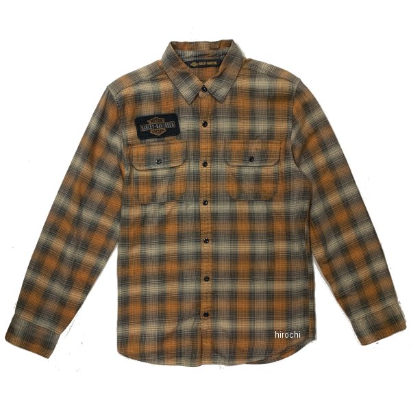 ハーレー純正 新品 長袖チェックシャツ フロックイーグル 茶 Mサイズ