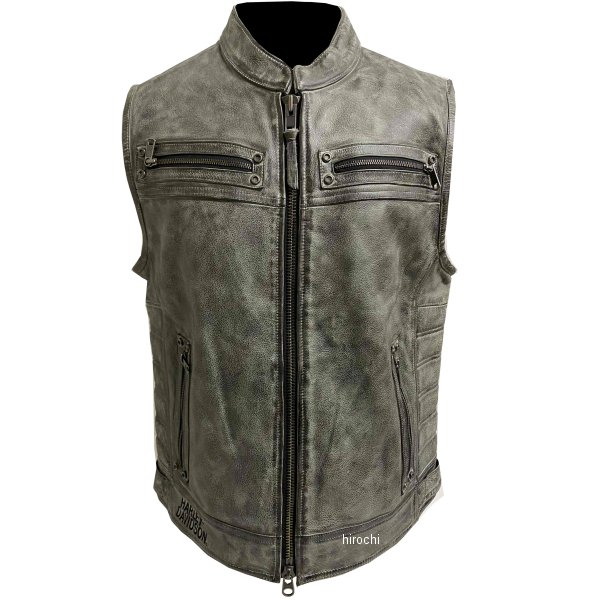 ハーレー純正 新品 レザーベスト VEER DISTRESSED グレー Sサイズ
