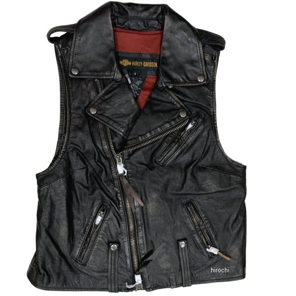 ハーレー純正 新品 レザーベスト スイングアームヴィンテージ 黒 レディース Sサイズ