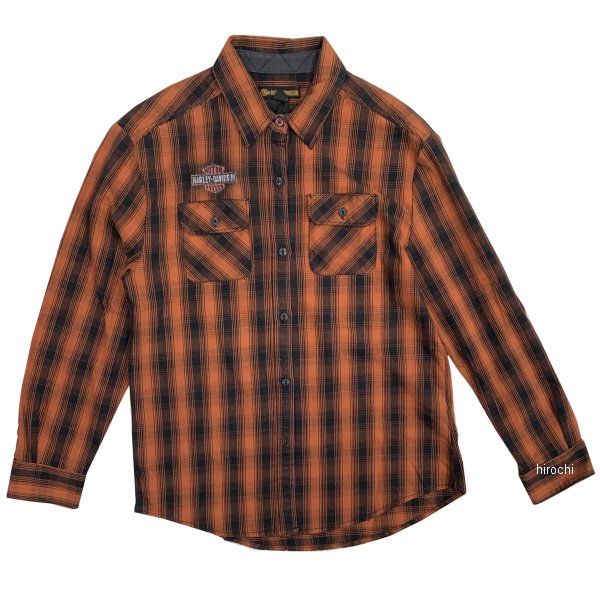 ハーレー純正 新品 長袖 シャツ フランネル オークリーフ プレイド リラクシング レディース 黒/赤 XSサイズ