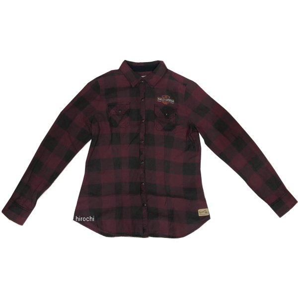 ハーレー純正 新品 長袖 シャツ レースヨークプレイド レディース バーガンディ Sサイズ