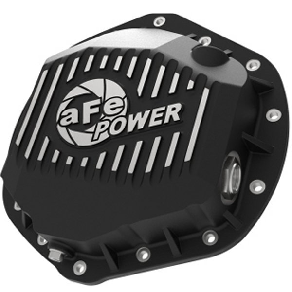 Power Proシリーズ リアデファレンシャル Cover ブラック w/ Machined Fins 14-18 Dodge Trucks 2500/3500