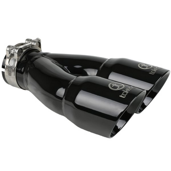 Takeda 2.5in 304 ステンレススチール クランプ-on Exhaust Tip 2.5in Inlet 3in Dual Outlet ブラック
