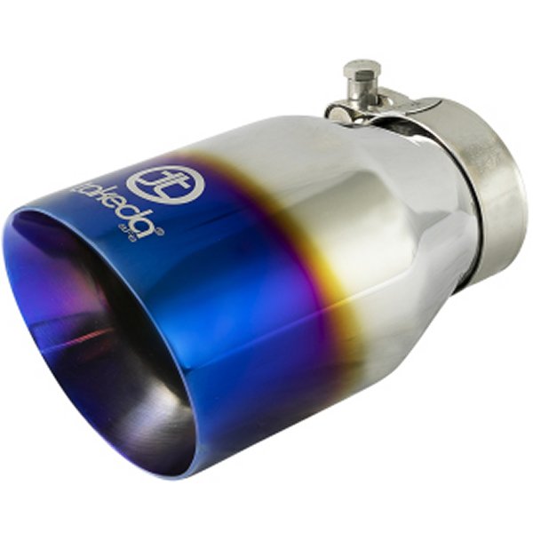 Takeda 304 ステンレススチール クランプ-On Exhaust Tip 2.5in Inlet / 4in Outlet ブルー Flame