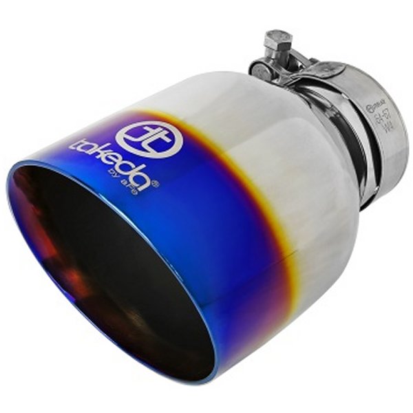 Takeda 304 ステンレススチール クランプ-On Exhaust Tip 2.5in. Inlet / 4.5in. Outlet ブルー Flame