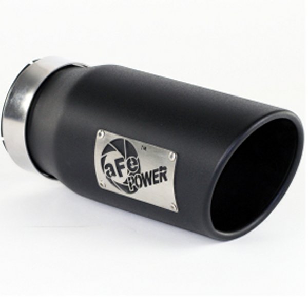 Power Diesel Exhaust Tip Black- 4 in In x 5 out X 12 in Long Bolt On (Right)