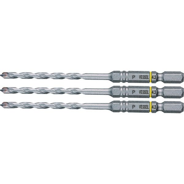 磁器タイル用ドリル APD 3本組 ドリル径：4.3mm 有効長：50mm