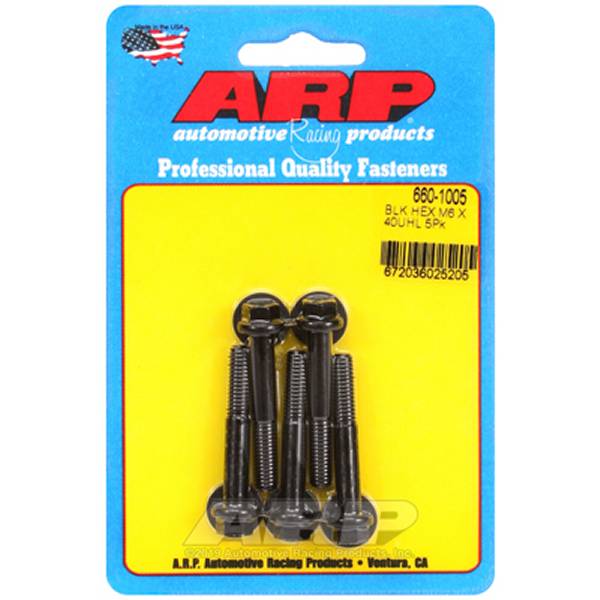 M6 x 1.00 x 40mm Hex ブラックオキサイド ボルト 5個入り