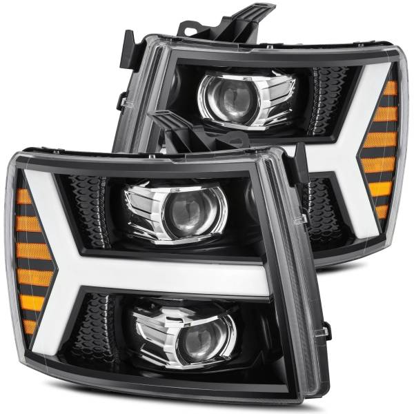 LUXXシリーズ LED プロジェクター ヘッドライト Plank Style ジェットブラック 07年-13年 Chevy 1500