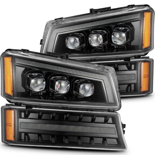 NOVAシリーズ LED プロジェクター ヘッドライト アルファブラック 03年-06年 Chevy Silverado 1500/2500HD/3500HD/Avalanche