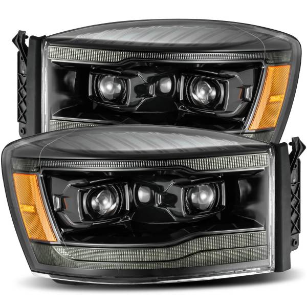 LUXXシリーズ LED プロジェクター ヘッドライト Plank Style アルファブラック 06年-08年 Dodge Ram 1500HD