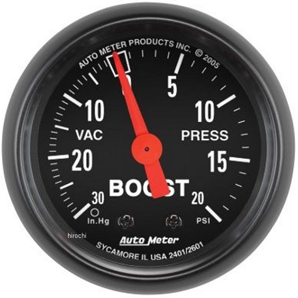 Z-Series 52mm 20 PSI メカニカル ブーストゲージ