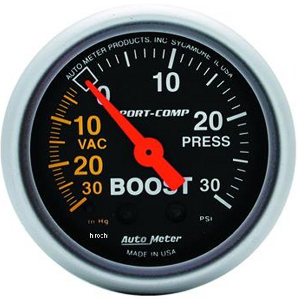Sport-Comp 52mm 30 PSI メカニカル ブーストゲージ