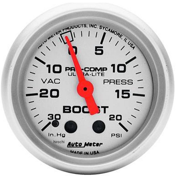 Ultra-Lite 52mm 20 PSI メカニカル ブーストゲージ