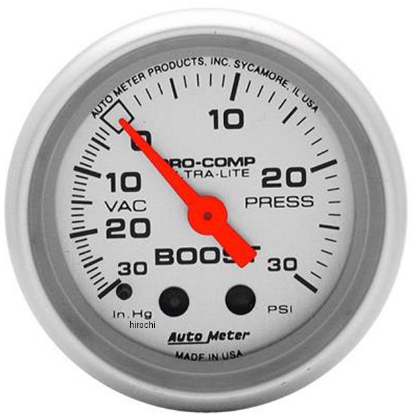 Ultra-Lite 52mm 30 PSI メカニカル ブーストゲージ