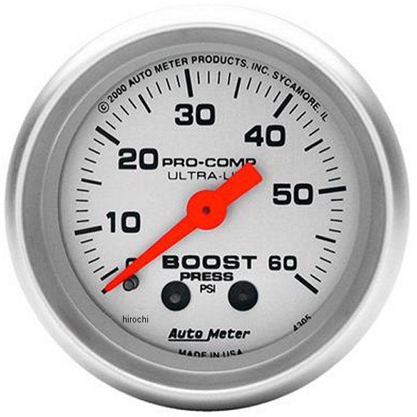 Ultra-Lite 52mm 60 PSI メカニカル ブーストゲージ