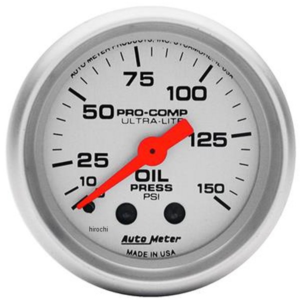 Ultra-Lite 52mm 0-150 PSI メカニカル 油圧計