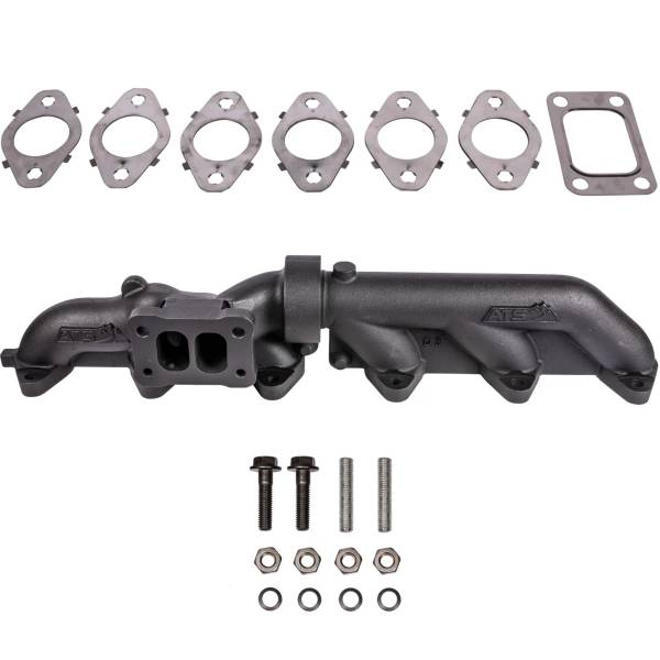 2pc T3 Nonウエストゲート パルスフロー エキゾーストマニホールド 2003+ Dodge 5.9L Cummins