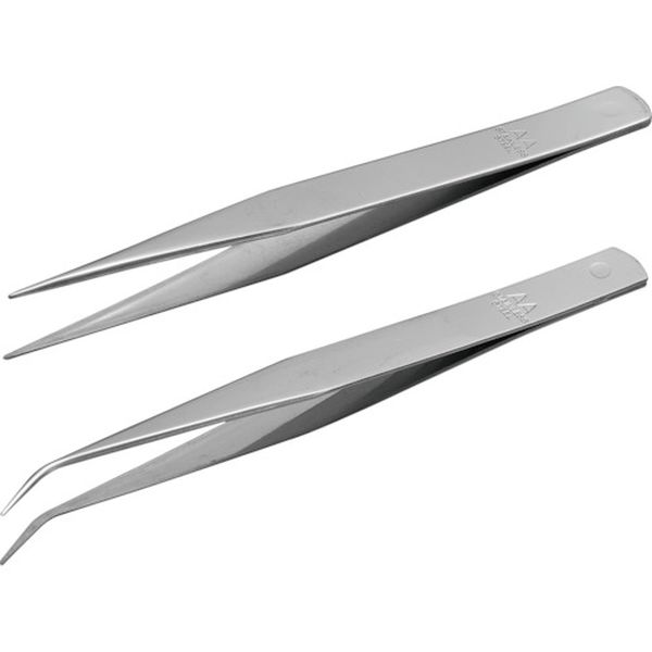 ATWS3 360-3447  ピンセット AA125mm 2本組 (直・先曲)