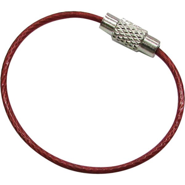 B2952  キーワイヤーホルダー ワイヤー径1mm全長120mm レッド (1個入り)