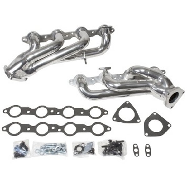 99-04 GM Truck SUV 4.8 5.3 Shorty Tuned Length Exhaust Headers - 1-3/4 Silver Ceramic