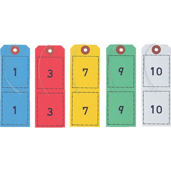 連番荷札 青・赤・黄・緑・白各100枚入り
