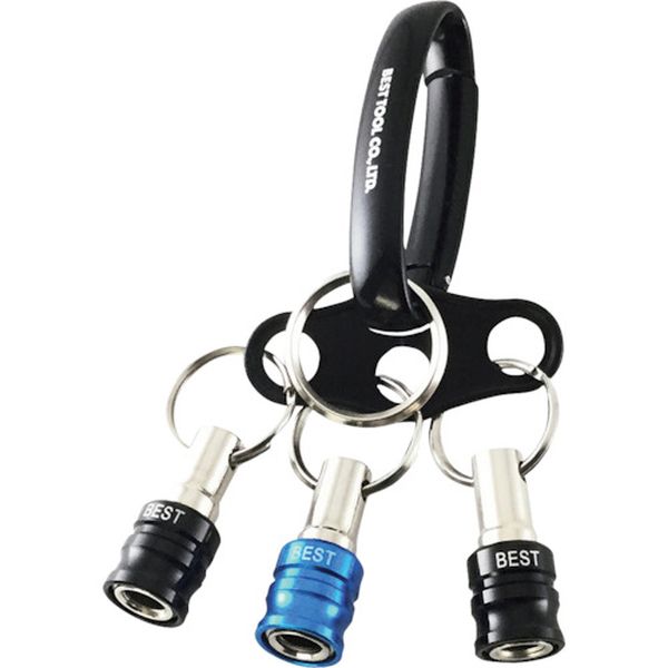 BTH3BBL 362-4451 BEST 3pcs.ビットホルダー オーバルカラビナ・3つ穴プレート付 青