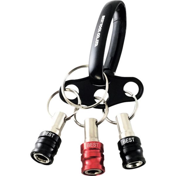 BTH3RBL 362-4453 BEST 3pcs.ビットホルダー オーバルカラビナ・3つ穴プレート付 赤