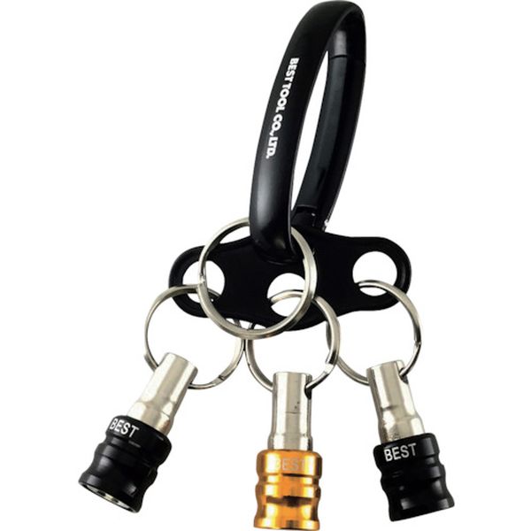 BTH3YBL 362-4454 BEST 3pcs.ビットホルダー オーバルカラビナ・3つ穴プレート付 黄