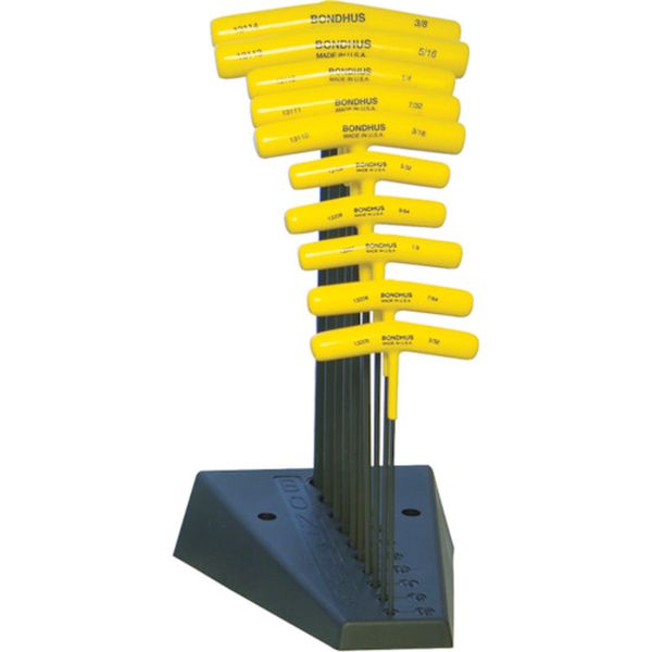 ボンダス ボールポイント六角T-ハンドル インチ セット10本組(3/32-3/8＋スタンド)