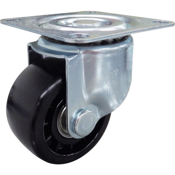 プレート式キャスター自在車75径強化ナイロン車輪