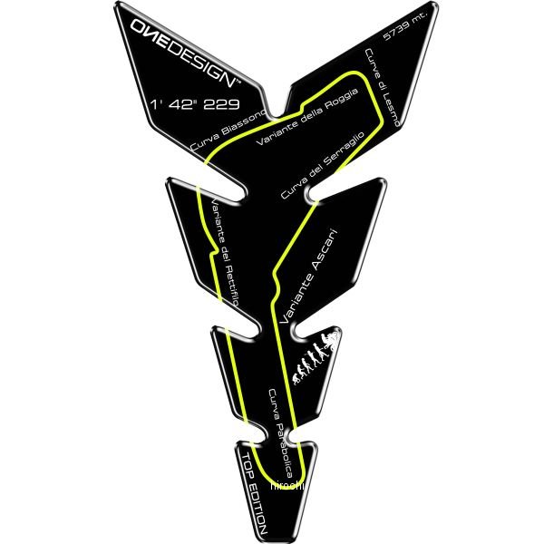 タンクパッド ナロー モンツァサーキット 223x134mm 黒/黄