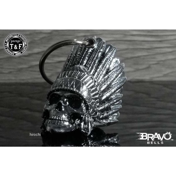 Bravo Bells(ブラボーベル) Indian Chief Skull Chrome Bell(インディアンチーフスカルクロームベル)