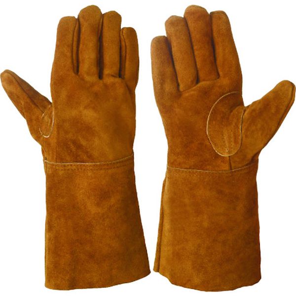 牛床革袖長オイル加工手袋