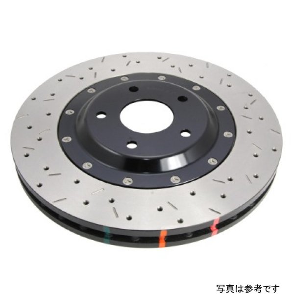 09+ Nissan GTR R-35 Front Drilled & Slotted 5000 Series 2 Piece Rotor Assembled w/ Black Hat (Av