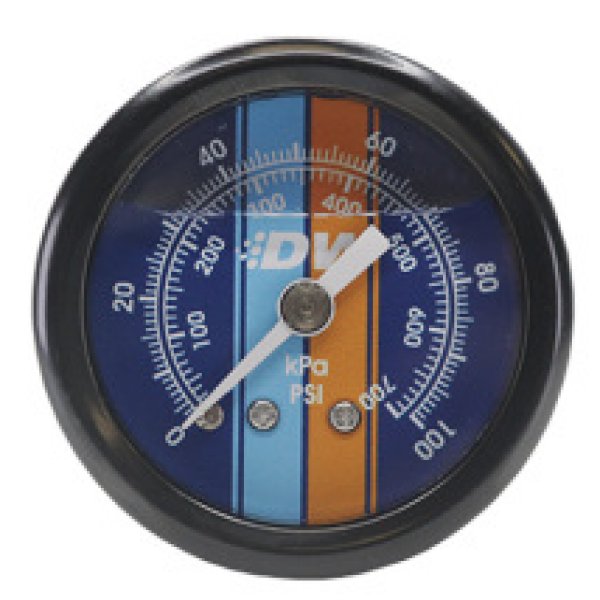 0-100 PSI 1/8in NPT Mechanical Fuel Pressure Gauge 1.5in Diam. Black Housing Blue Face