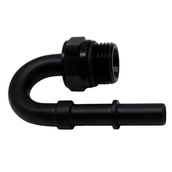 8AN ORB Male to 3/8in Male EFI Quick Connect Adapter 180-Degree - Anodized Matte Black