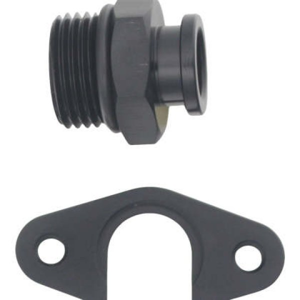 8AN ORB to Polaris RZR Turbo OE Regulator Adapter - Anodized Matte Black