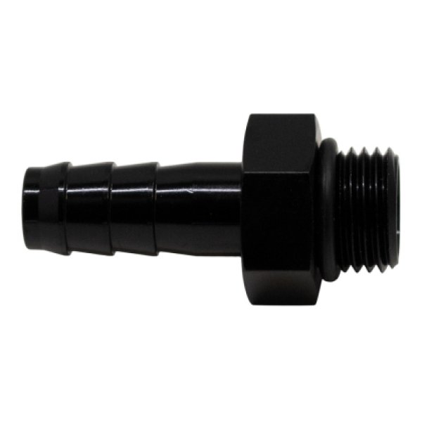 6AN ORB Male to 3/8in Male Triple Barb Fitting (Incl O-Ring) - Anodized Matte Black