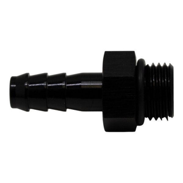 6AN ORB Male to 5/16in Male Triple Barb Fitting (Incl O-Ring) - Anodized Matte Black