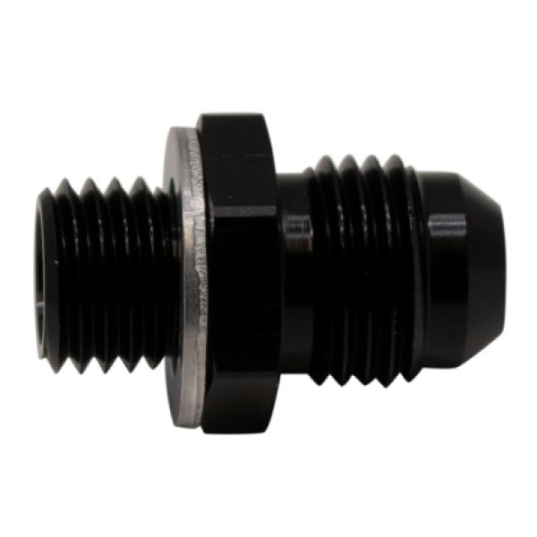 6AN Male Flare to M16 X 1.5 Male Metric Adapter (Incl Washer) - Anodized Matte Black