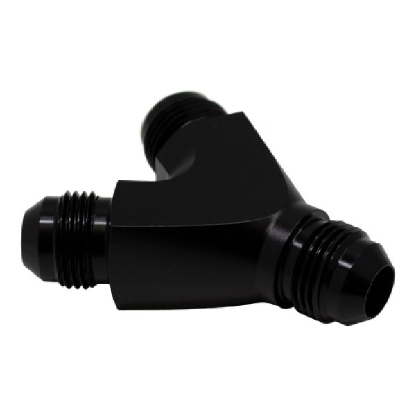 8AN Male Flare to 8AN Male Flare to 8AN Male Flare Y Fitting - Anodized Matte Black