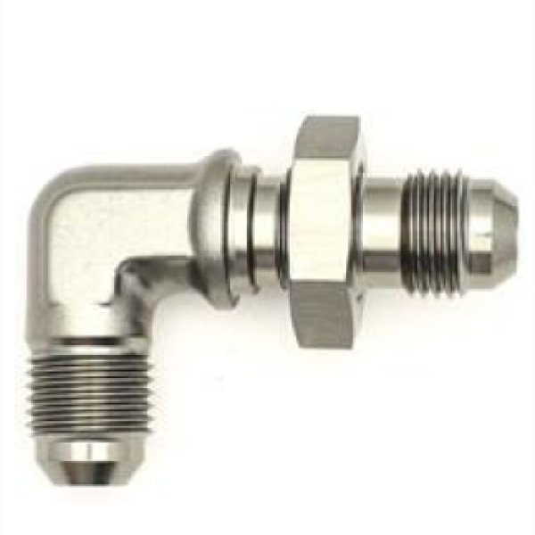 6AN Male Flare To 6AN Male Flare Bulkhead Adapter 90-Degree (Incl. Nut)
