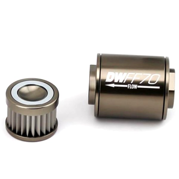 Stainless Steel 8AN 100 Micron Universal Inline Fuel Filter Housing Kit (70mm)